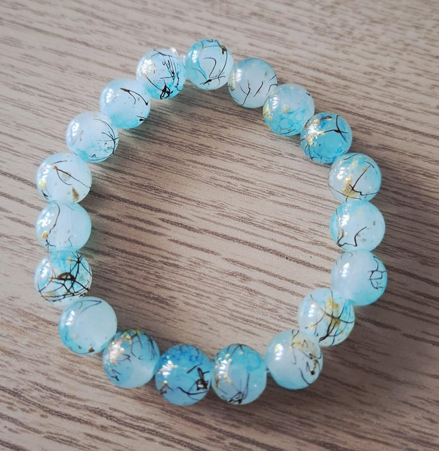 Blue and Gold glass beaded bracelet