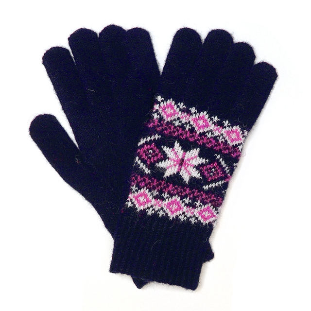 Navy and Pink Scandi Starflower gloves