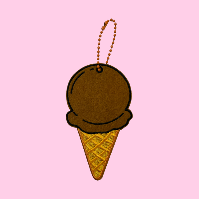 Friendship charm - Ice Cream (Brown) (w/ iron-on backing)