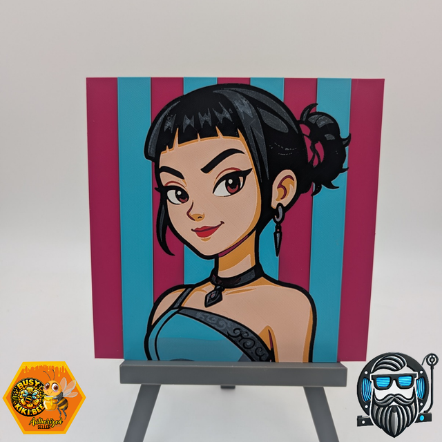 Tableau décoratif 3D Hueforge – Illustration graphique moderne – PLA – 200 × 200 mm