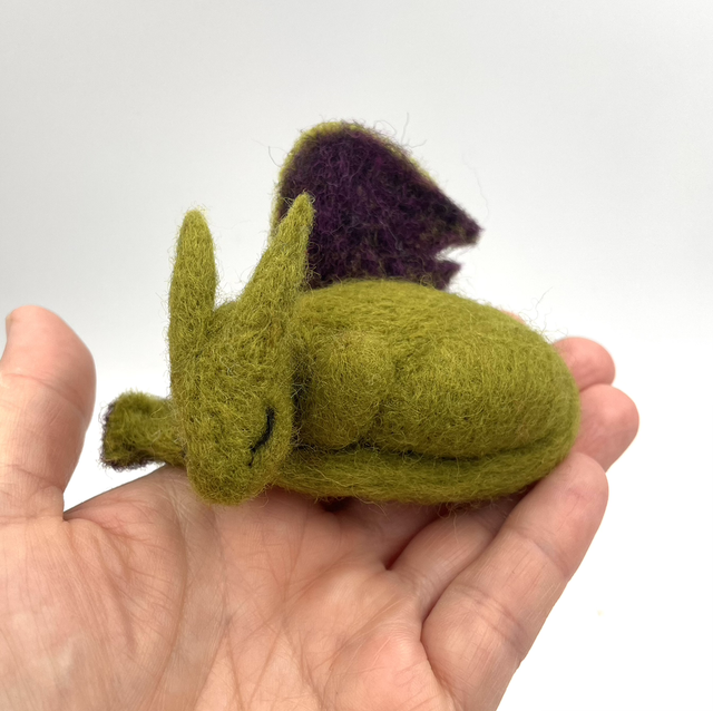 green sleeping dragon - needle felted sculpture
