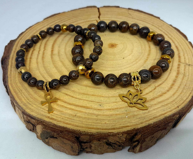 Bracelets bronzite et acier or inoxydable
