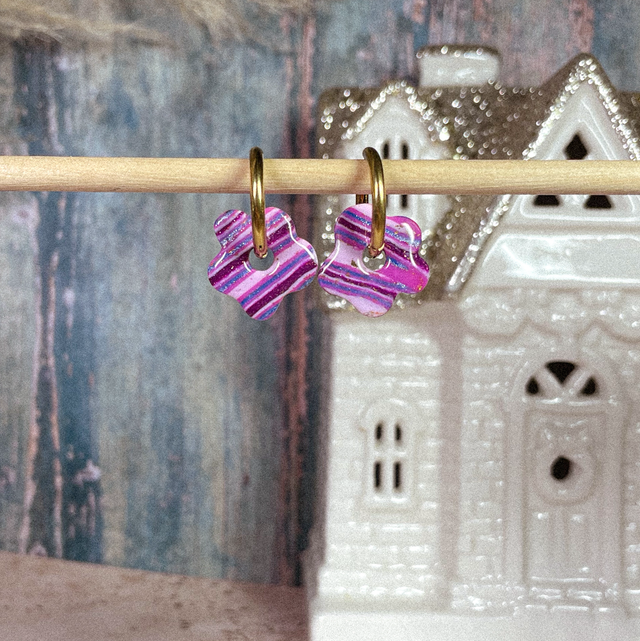 P'tites fleurs - Rayures violettes (sans créoles)