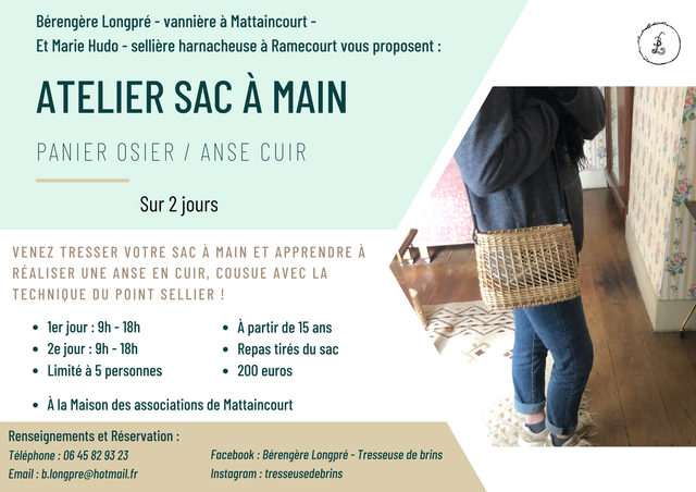 Stage vannerie + cuir : sac à main (2 jours)