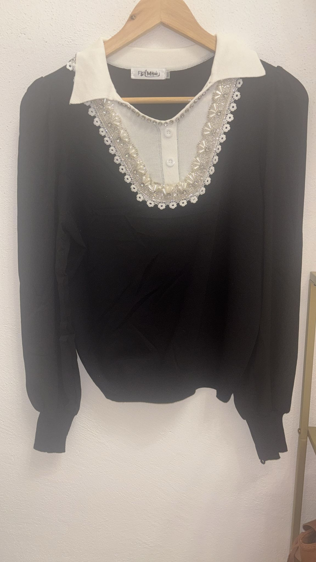 MAGLIA STRASS E PERLINE