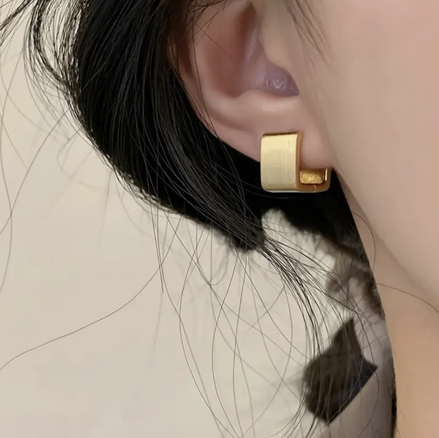 Cube gold huggie hoops