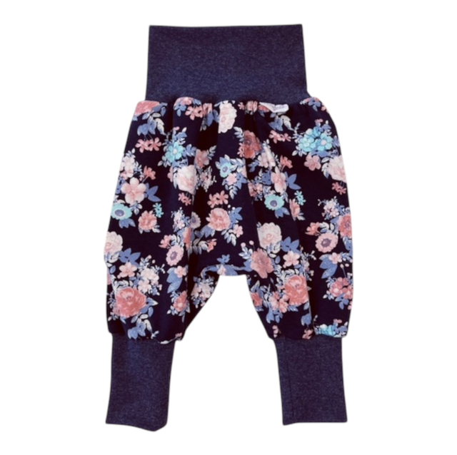 Pumphose/ Mitwachshose" Blumen blau" 50-92