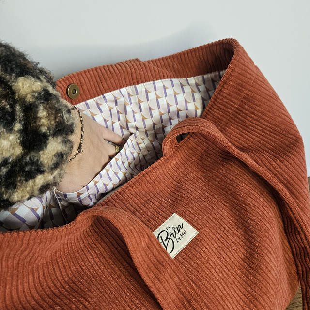 Sac cabas en velours côtelé terracotta