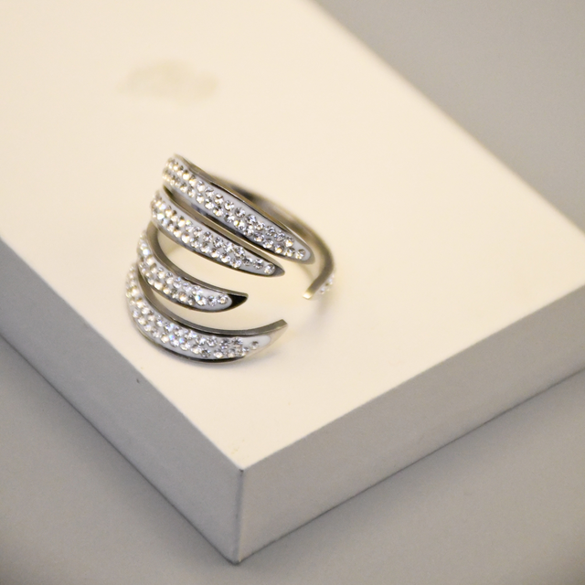 Bague 4 rangs strass