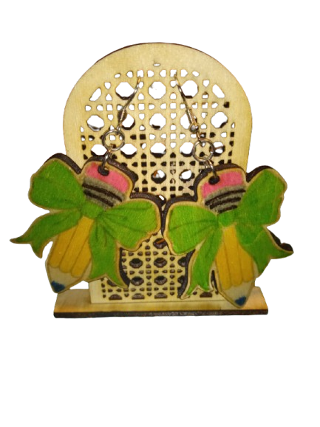 ÉduLuxe – Boucles d’oreilles artisanales en bois et résine peinte