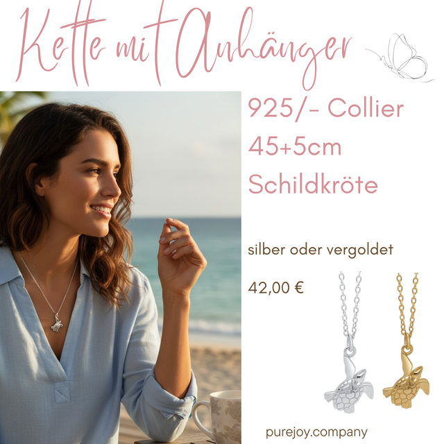 Kette mit Schildkröten Anhänger 925 Silber