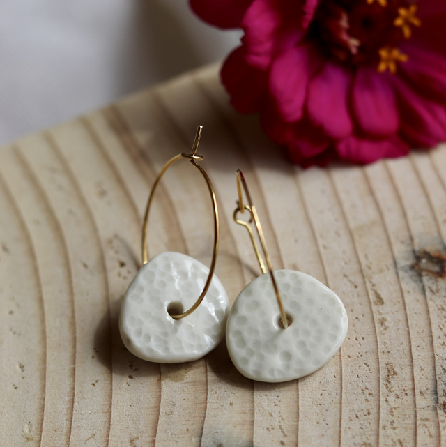 Créoles en porcelaine et acier inoxydable