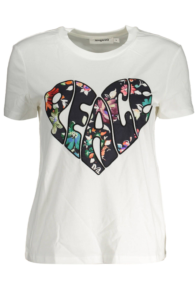 DESIGUAL T-SHIRT MANICHE CORTE DONNA BIANCO