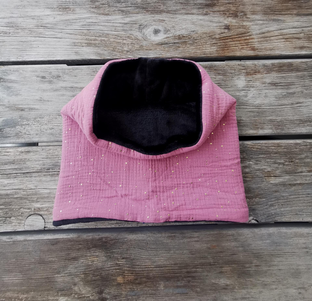 Snood LOUISON pois dorés rose 