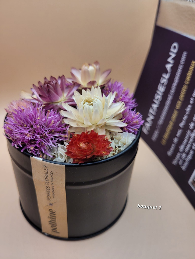 Bouquet de Fleurs séchées mod1 - boîte noire - marque POLHINE  