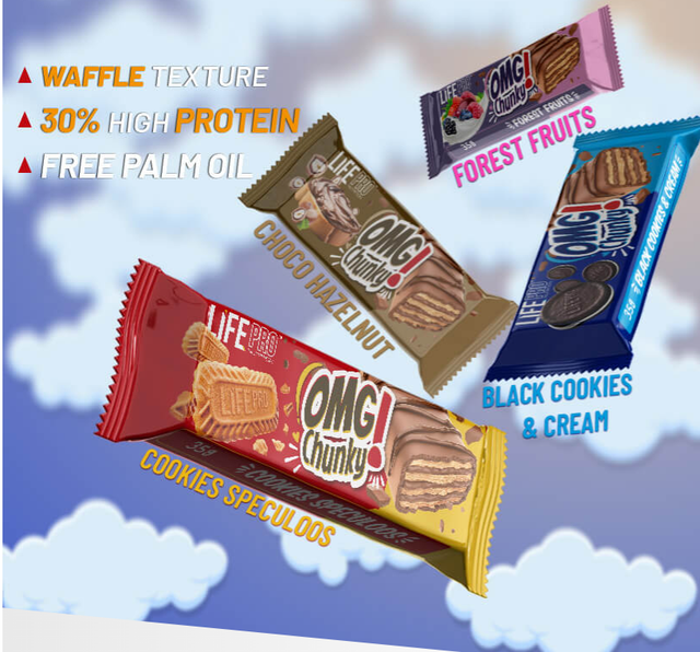 Box 10 Barrette Proteiche OMG Cunchy Gusti Speculoos - Oreo - Nocciola