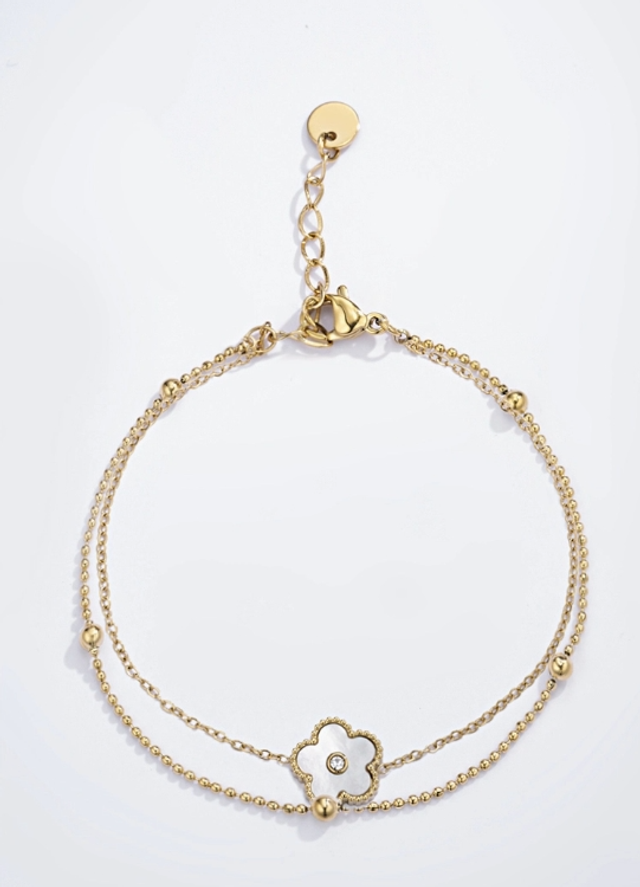 Bracelet fleur en acier inoxydable