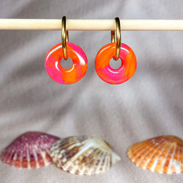 Boulons orange et rose fushia (sans créoles)