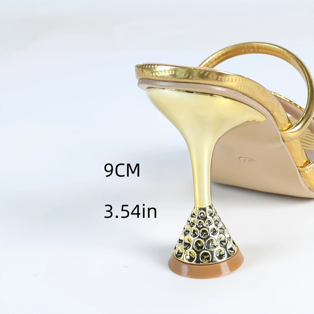 Women's Metallic Golden High-Heeled Sandals