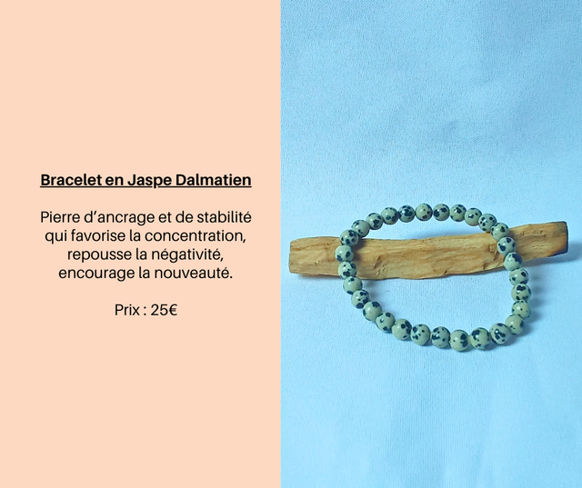 125- Bracelet en Jaspe Dalmatien