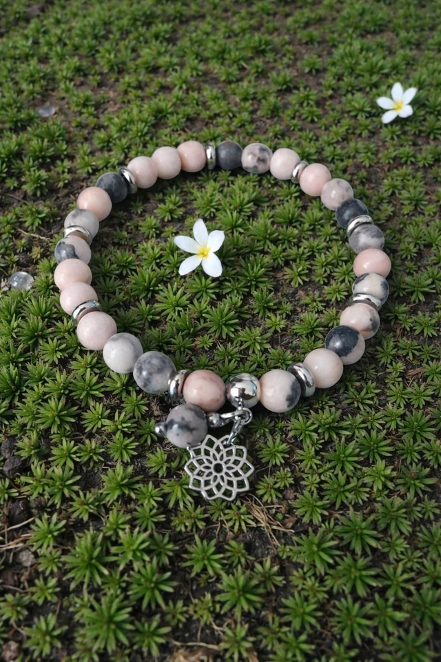 Bracelet Jaspe zèbre rose - Douceur du Cœur & Harmonie Intérieure