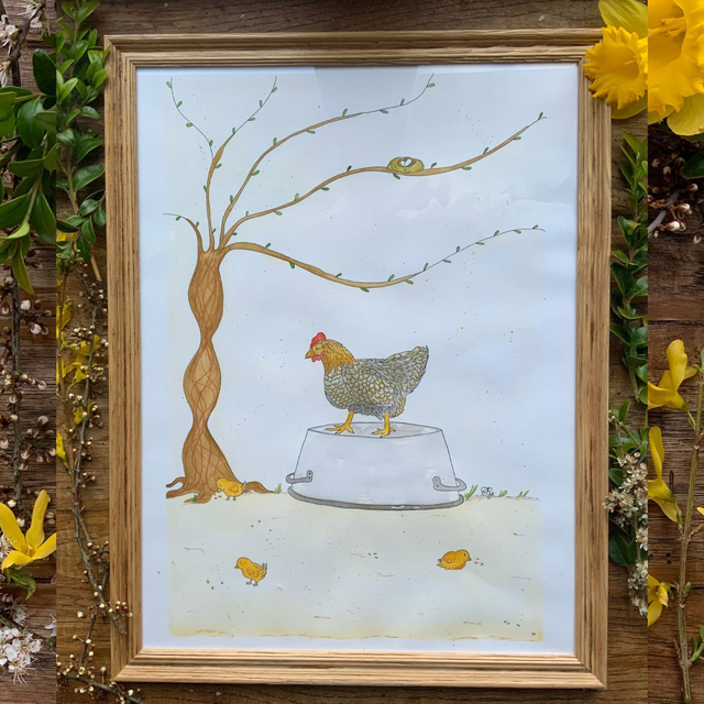 Illustration « La poule aux poussins d’or »