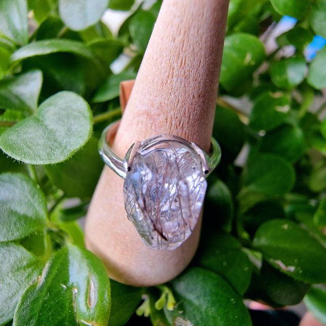 Red Rutile Silver Adjustable ring 