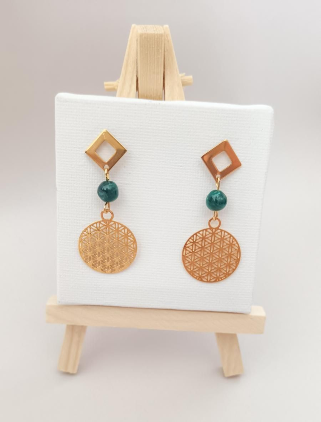 Boucles d'oreilles malachite 