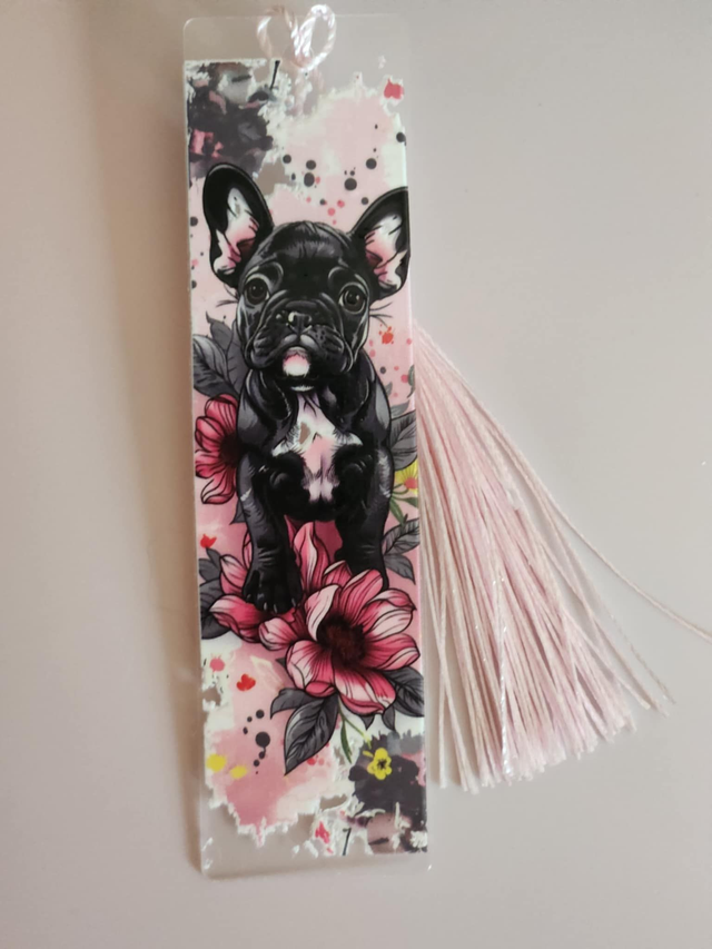 Marque page  " chien dougy flower " 