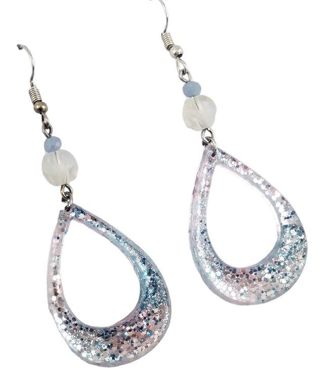 Boucles d'oreilles Gouttes Vpm4 pastel rose bleu argenté 