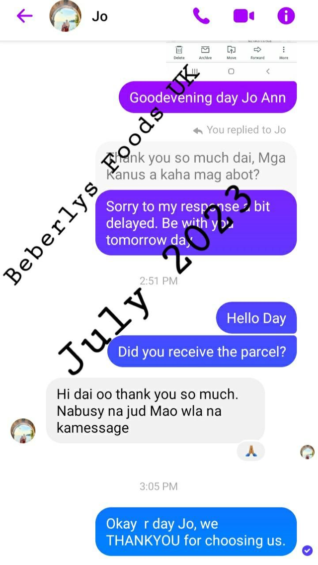 From Customer: Joann ( Berkshire _July 2023)