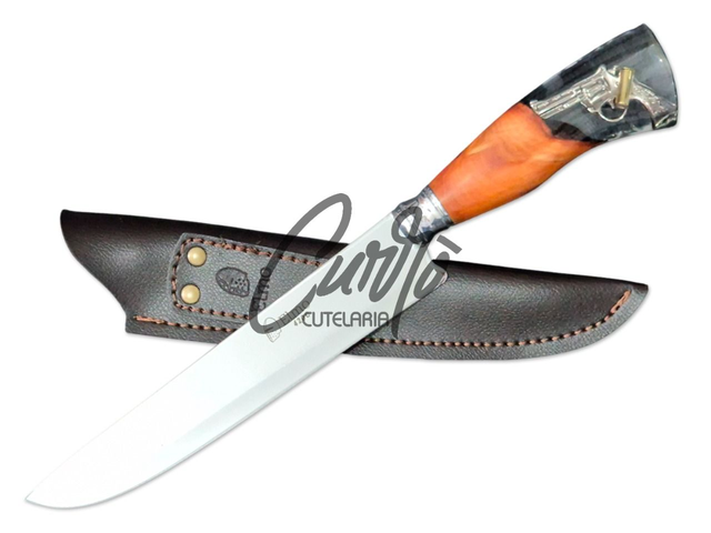 Faca Churrasco Elmo Inox Cabo Hibrido Madeira Resina 8 Pol