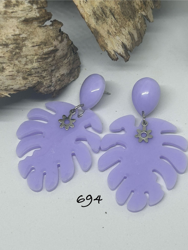 💜 Boucles d’oreilles &quot;Résine Époxy Jungle Mood&quot; - Réf. 694