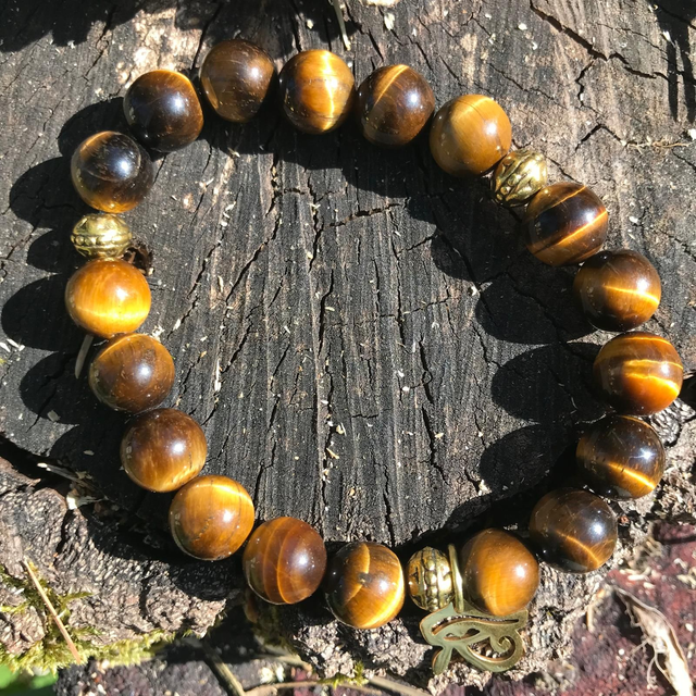 BRACELET MALA en Œil de Tigre d'Afrique du Sud GM
