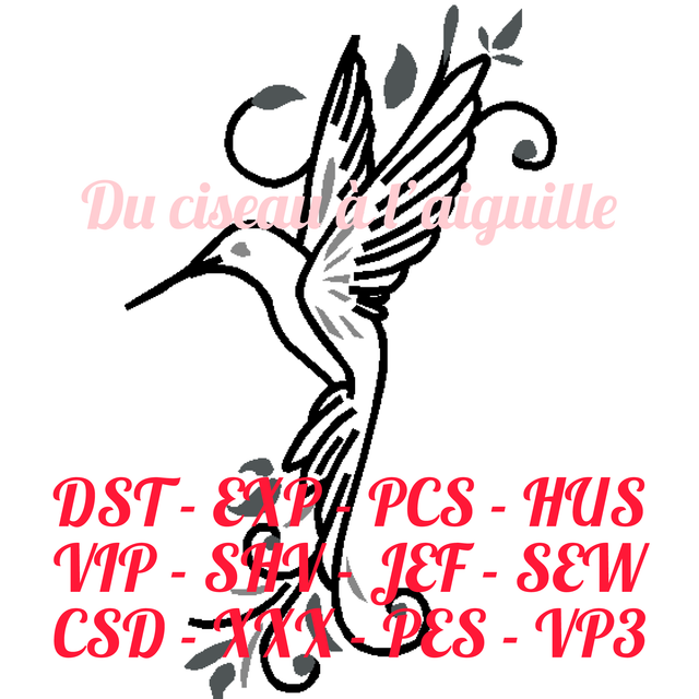 fichier broderie Oiseau - Cadre 10x10 / 12 Formats