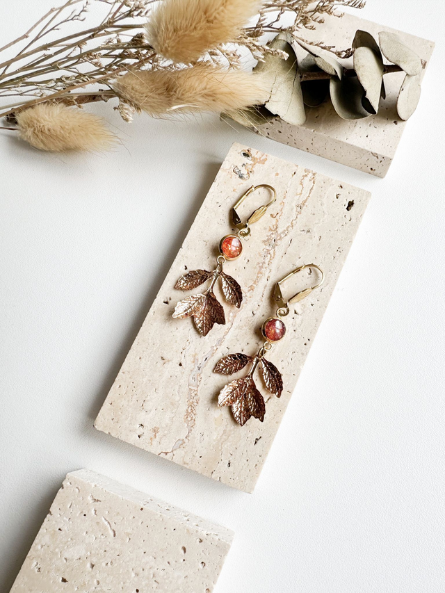 Boucles d&#039;oreilles Héloïse | Ambré et or