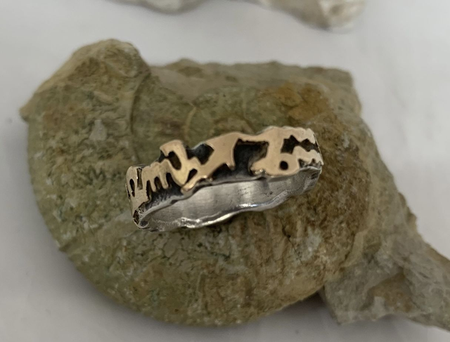 Ring-Sternzeichen Ring „Zodiak“ aus Silber mit den 12 Sternzeichen in 750/- Gelbgold. Ein Unikat aus den Anfängen meiner Goldschmiede.