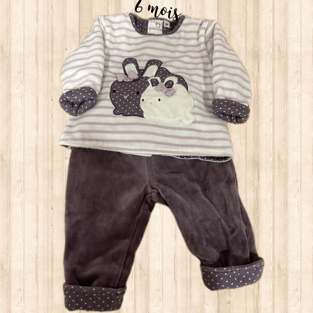 Ensemble 2 pièces, velours, 6 mois 