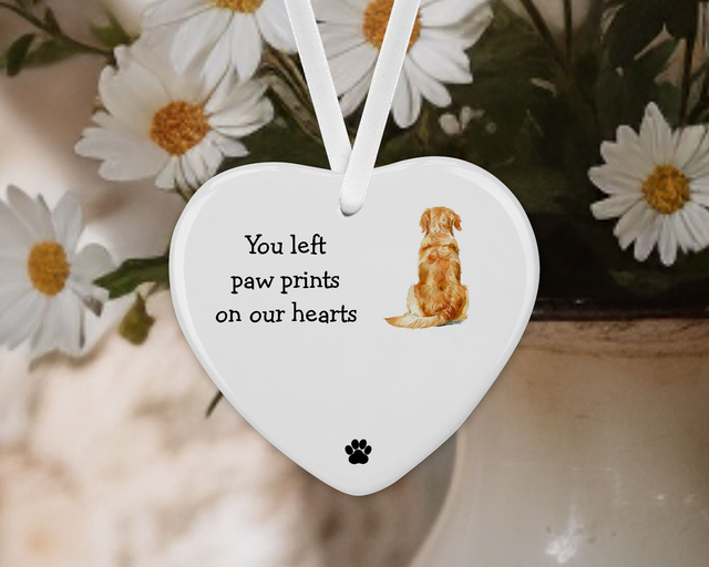 "Golden Retreiver"  Personalised Pet Memorial Ceramic Heart 
