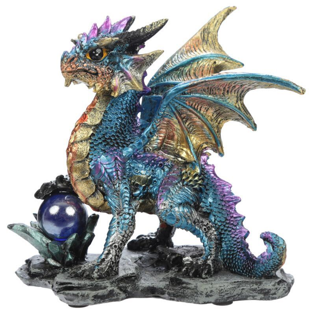 Dragon enchanteur avec boule de cristal bleu