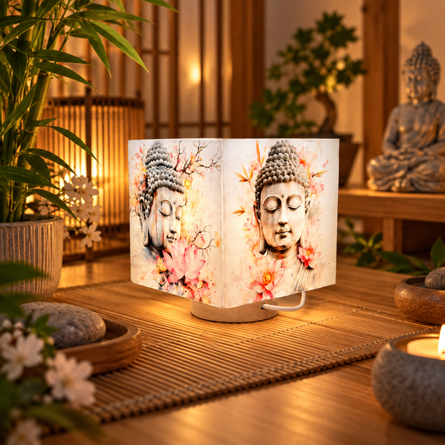 Lampe d'ambiance en cire 10x10cm - "Bouddha"