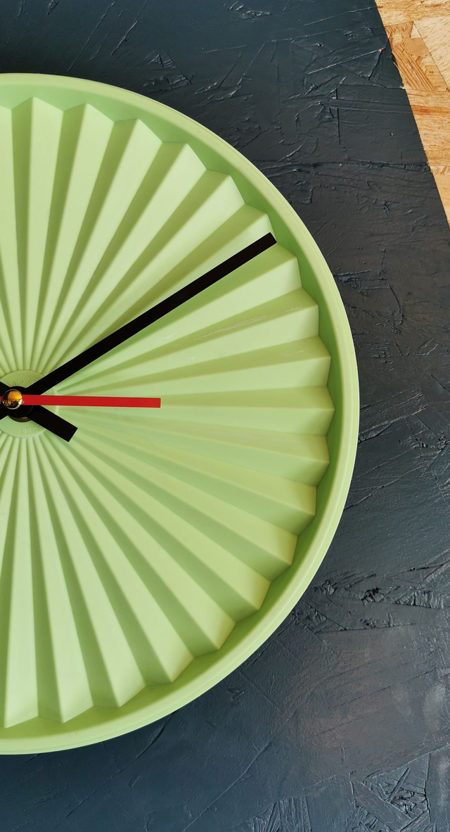 Horloge pendule murale vintage silencieuse couvercle Tupperware Soleil "Vert menthe"