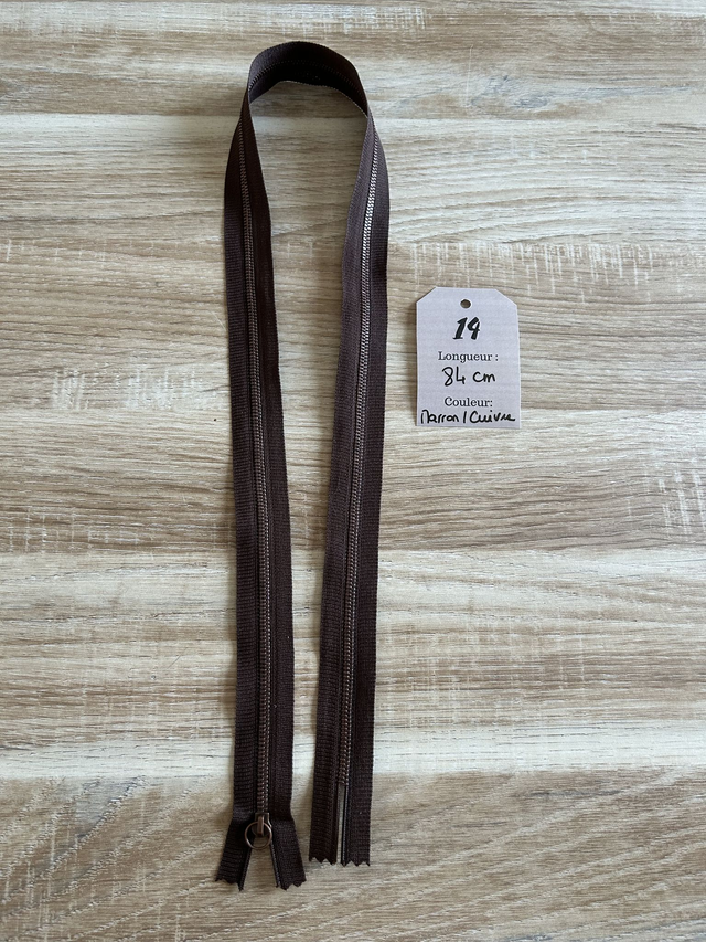 Fermetures éclair métallique marron 84cm