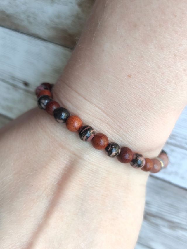 Bracelet lithothérapie &quot;Rhodonite&quot;