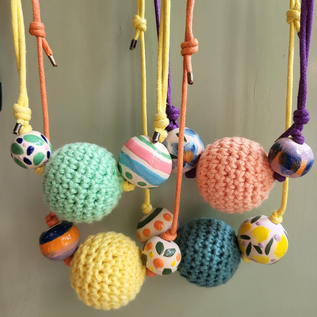 Chunky Bead Necklace - Lemon