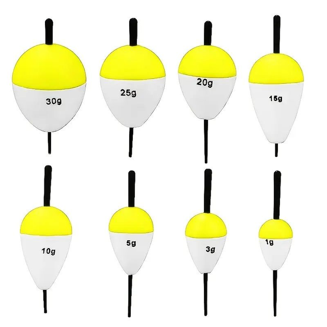 8pcs Flotteurs de pêche en mousse EVA - Couleurs mixtes, 1g-30g