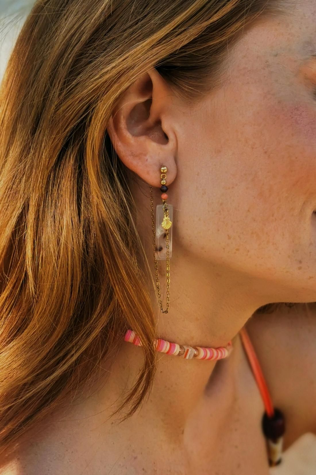 Boucles d'oreilles Rose tout doux & Coquillage