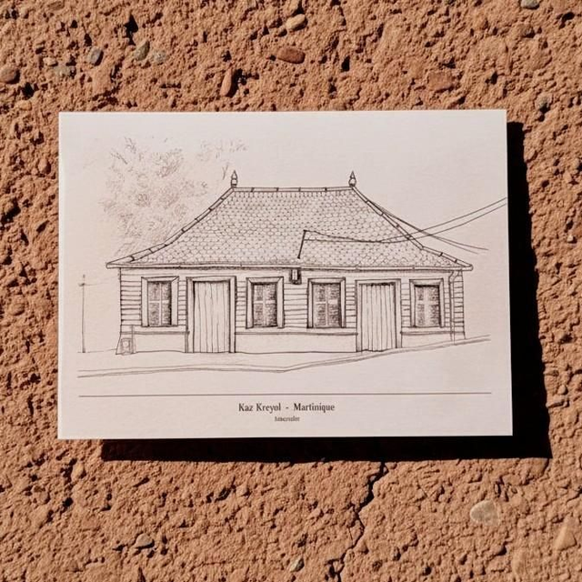 Grande carte A5 - case créole #1 - Les Trois Ilets - Martinique - reproduction