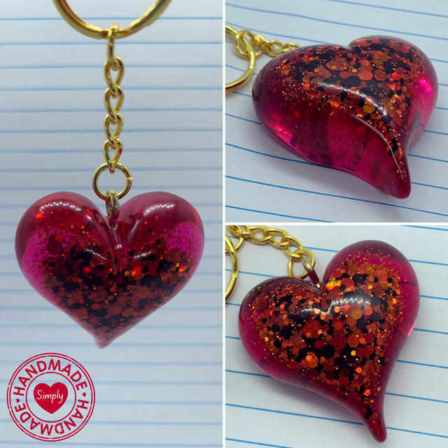 Keyring - Red Sparkle Plump Heart
