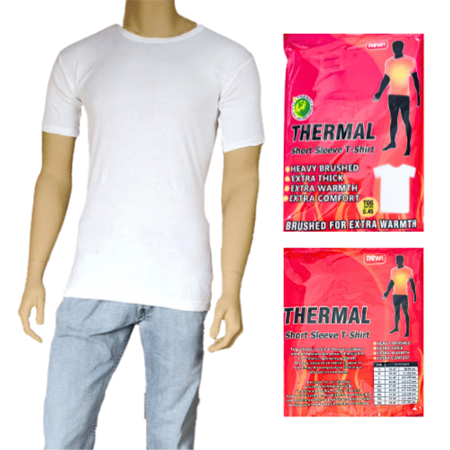  Mens Brushed Thermal Underwear T-Shirt White or Black - £3.50 a pack